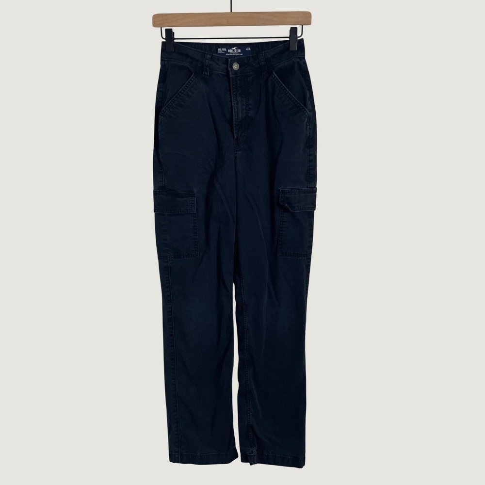 Hollister Cargo Pants Womens 00L Black Ultra High Rise Dad Pant Long Y2K Utility